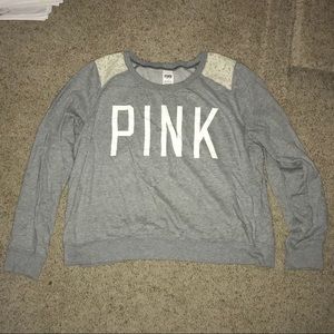 PINK Grey Crewneck Sweater